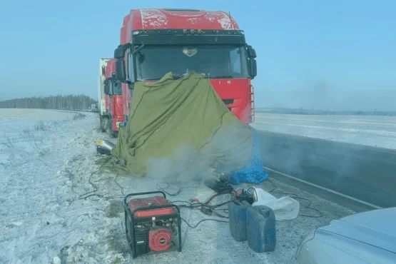 Отогрев замёрзшего грузовика